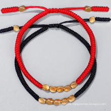 Tibetan Buddhist Irregular Copper Beads Friendship Red Knots Rope Bracelet For Women Men
